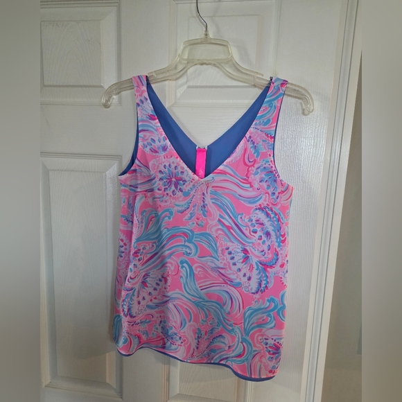 Lilly Pulitzer Tops - Lilly Pulitzer Florin Reverisble Pink Blue Sleeveless Blouse XXS